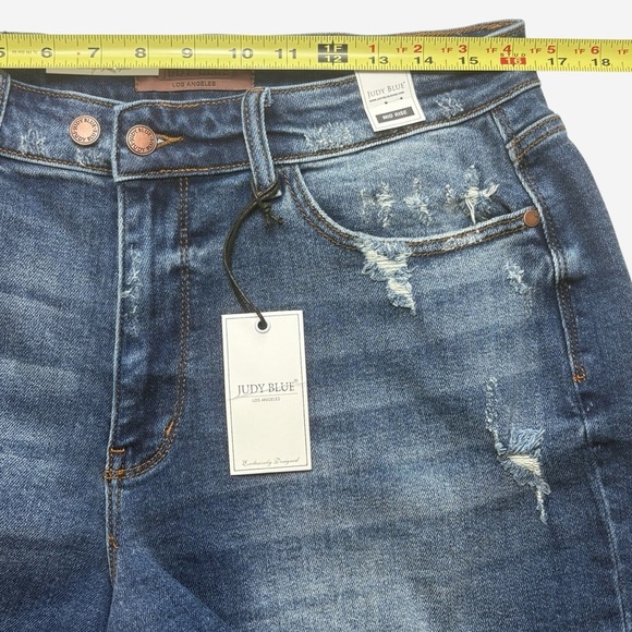 Judy Blue 2-Button Dad Shorts Size XL Distressed Medium Wash Stretch 152103 - Picture 3 of 12